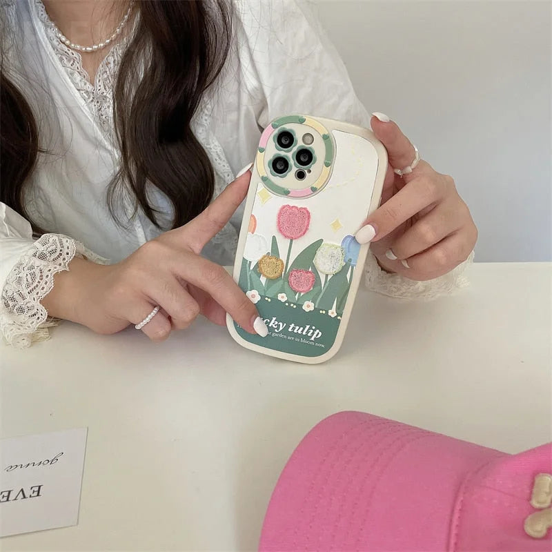 Trendy Embroidery Cute Floral Case