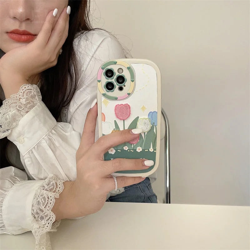 Trendy Embroidery Cute Floral Case